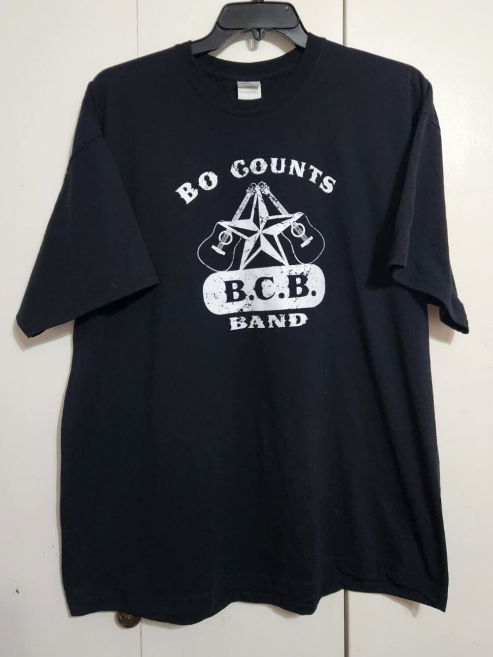 VTG Y2K Bo Counts Band T Shirt Size 2XL Black Texas Country Rock Guitars Graphic